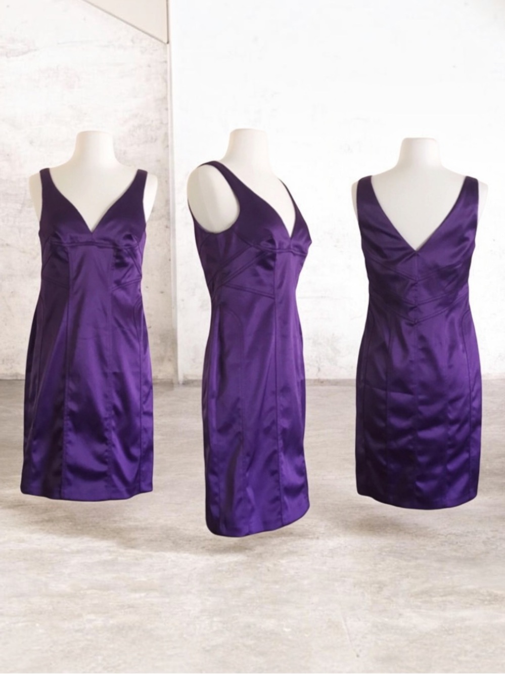 ABS Plunge V Neck Sheath Bodycon Dress Purple 6